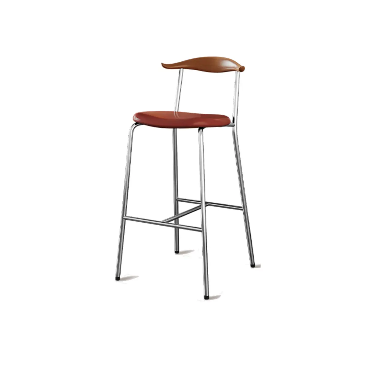 Scandinavian Metal Frame Armless Bar Stools Wood Back Image - 21 | homeyfad