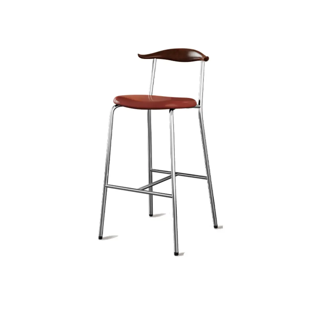 Scandinavian Metal Frame Armless Bar Stools Wood Back Image - 22