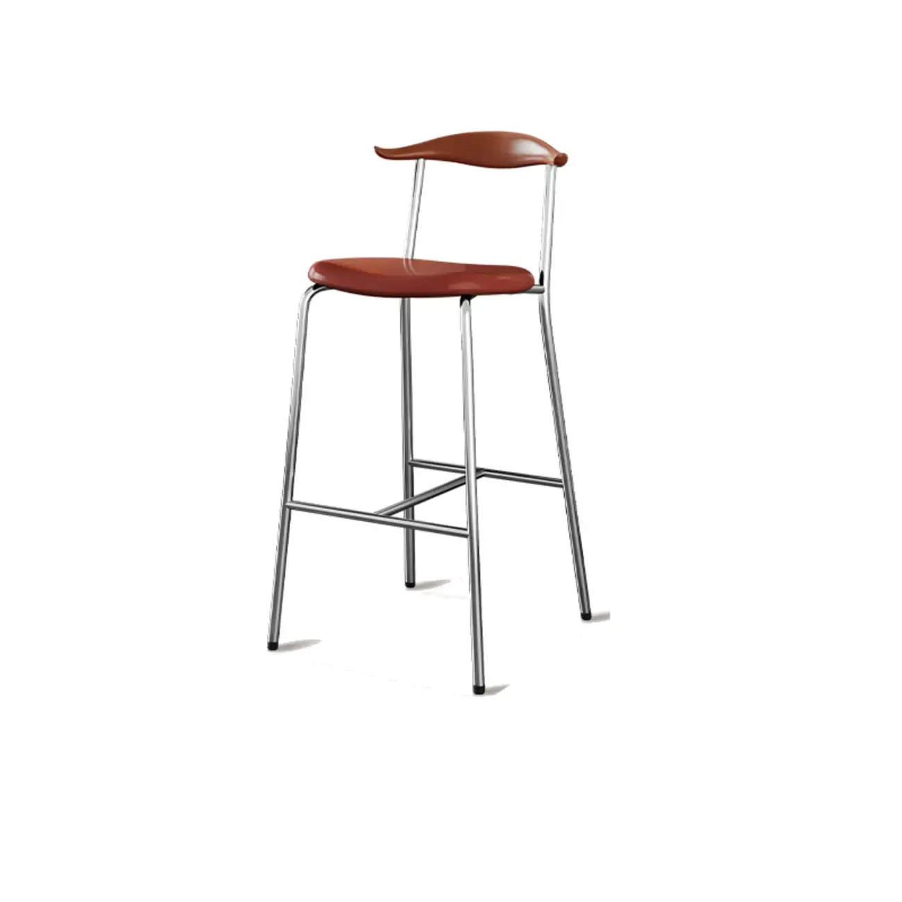 Scandinavian Metal Frame Armless Bar Stools Wood Back Image - 23