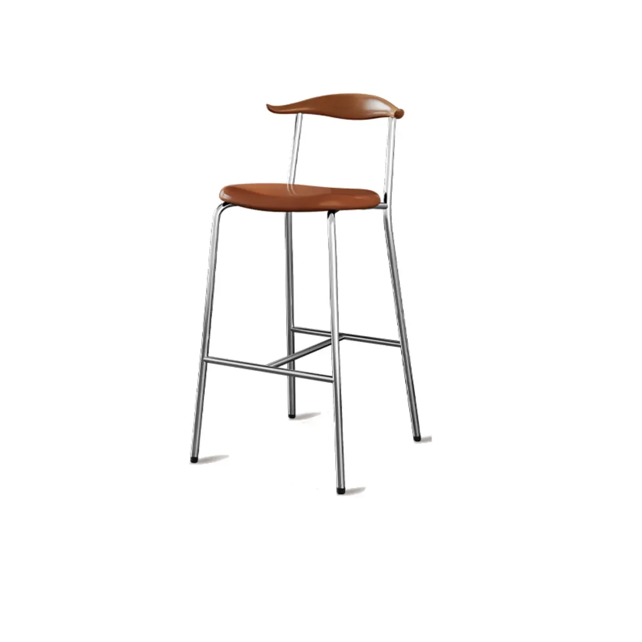 Scandinavian Metal Frame Armless Bar Stools Wood Back Image - 25