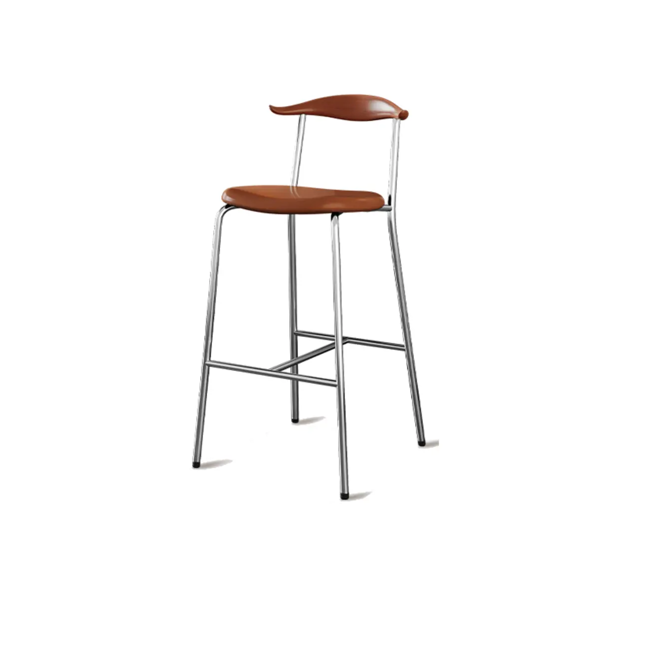 Scandinavian Metal Frame Armless Bar Stools Wood Back Image - 27 | homeyfad