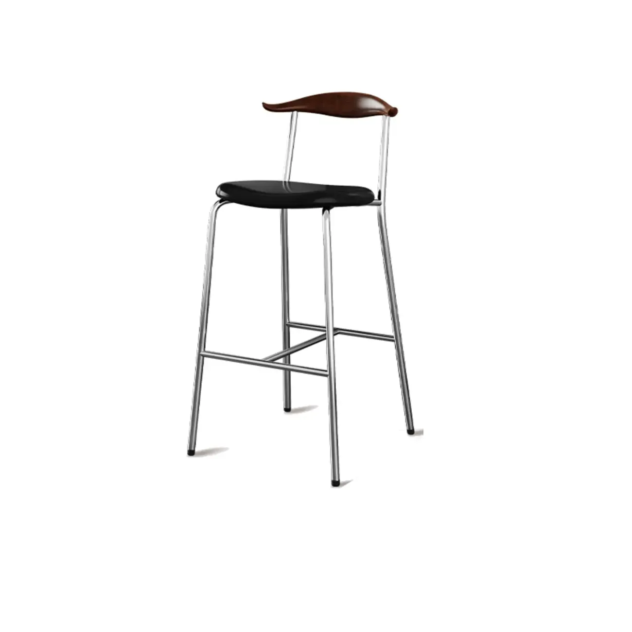 Scandinavian Metal Frame Armless Bar Stools Wood Back Image - 28