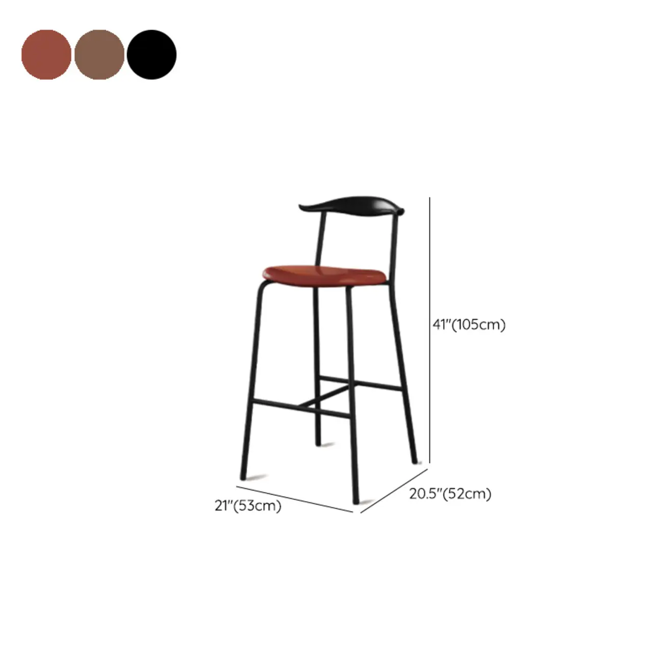 Scandinavian Metal Frame Armless Bar Stools Wood Back #size | homeyfad