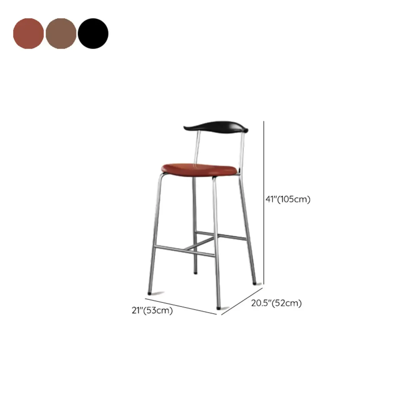 Scandinavian Metal Frame Armless Bar Stools Wood Back Image - 33