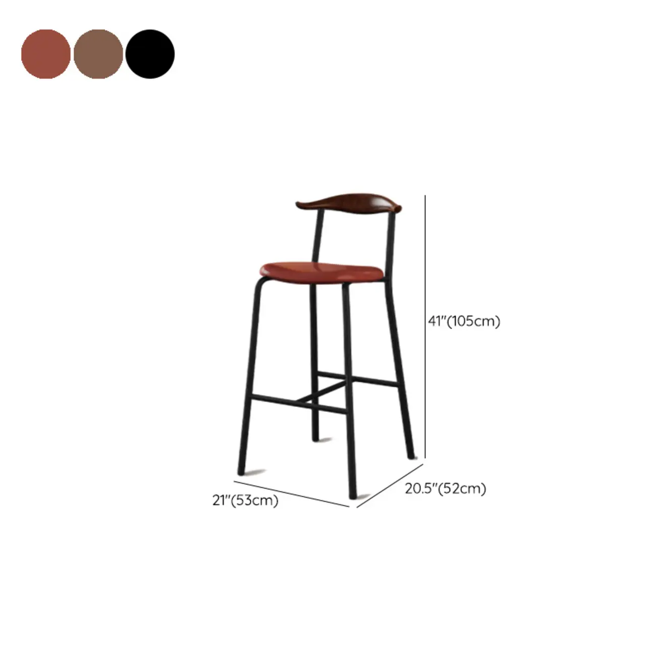 Scandinavian Metal Frame Armless Bar Stools Wood Back Image - 34 | homeyfad