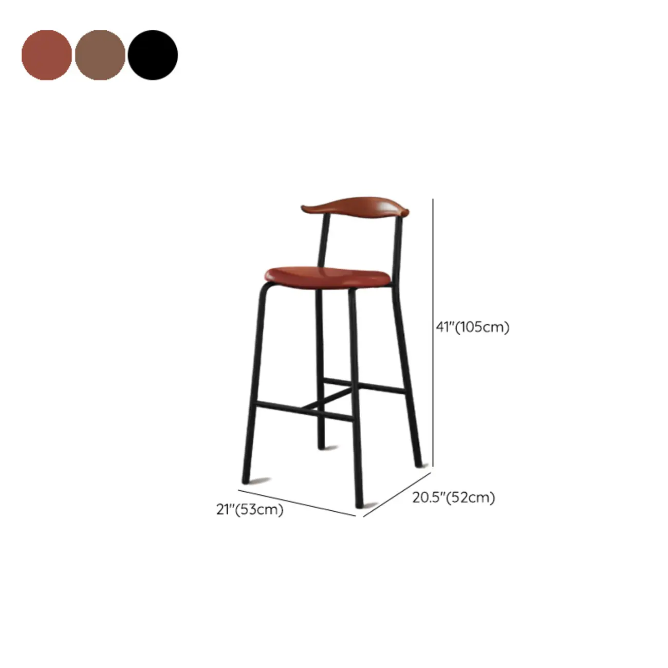 Scandinavian Metal Frame Armless Bar Stools Wood Back Image - 36 | homeyfad