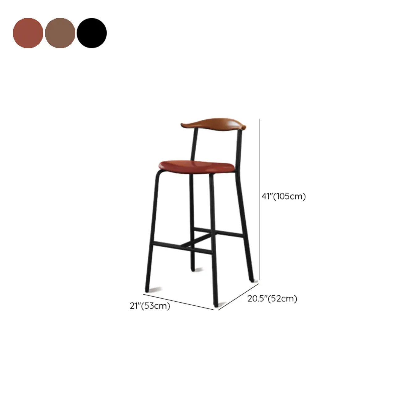 Scandinavian Metal Frame Armless Bar Stools Wood Back Image - 38 | homeyfad