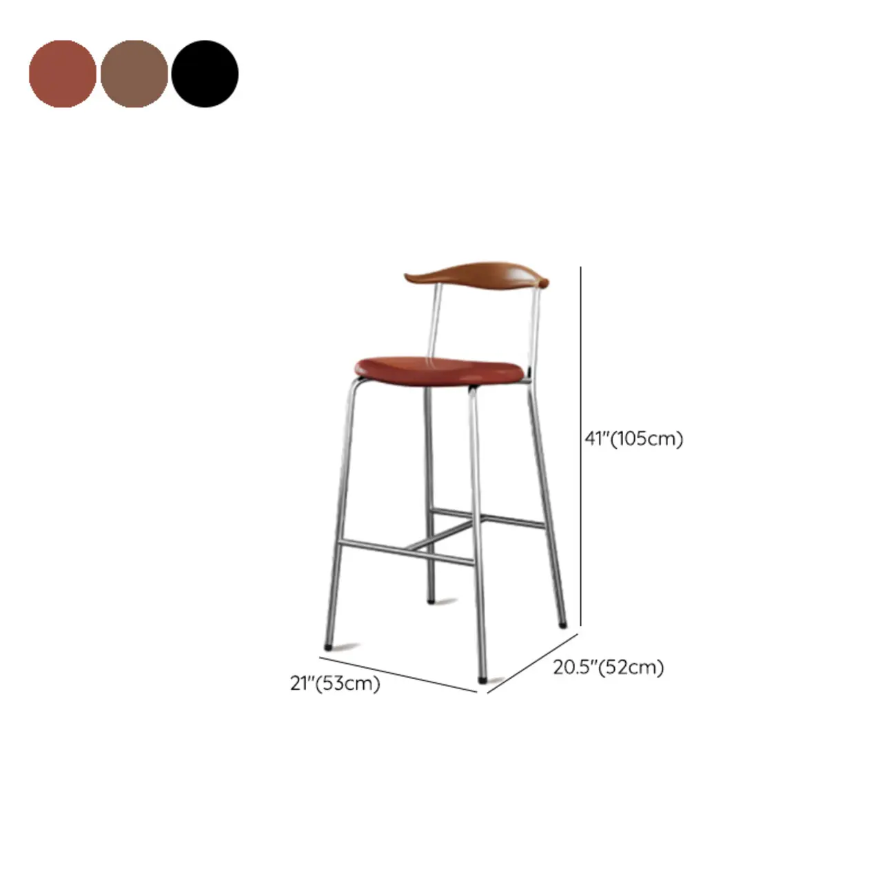 Scandinavian Metal Frame Armless Bar Stools Wood Back Image - 39 | homeyfad