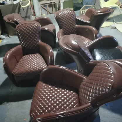 Small Accent Chair Genuine Leather Living Room Image - 2