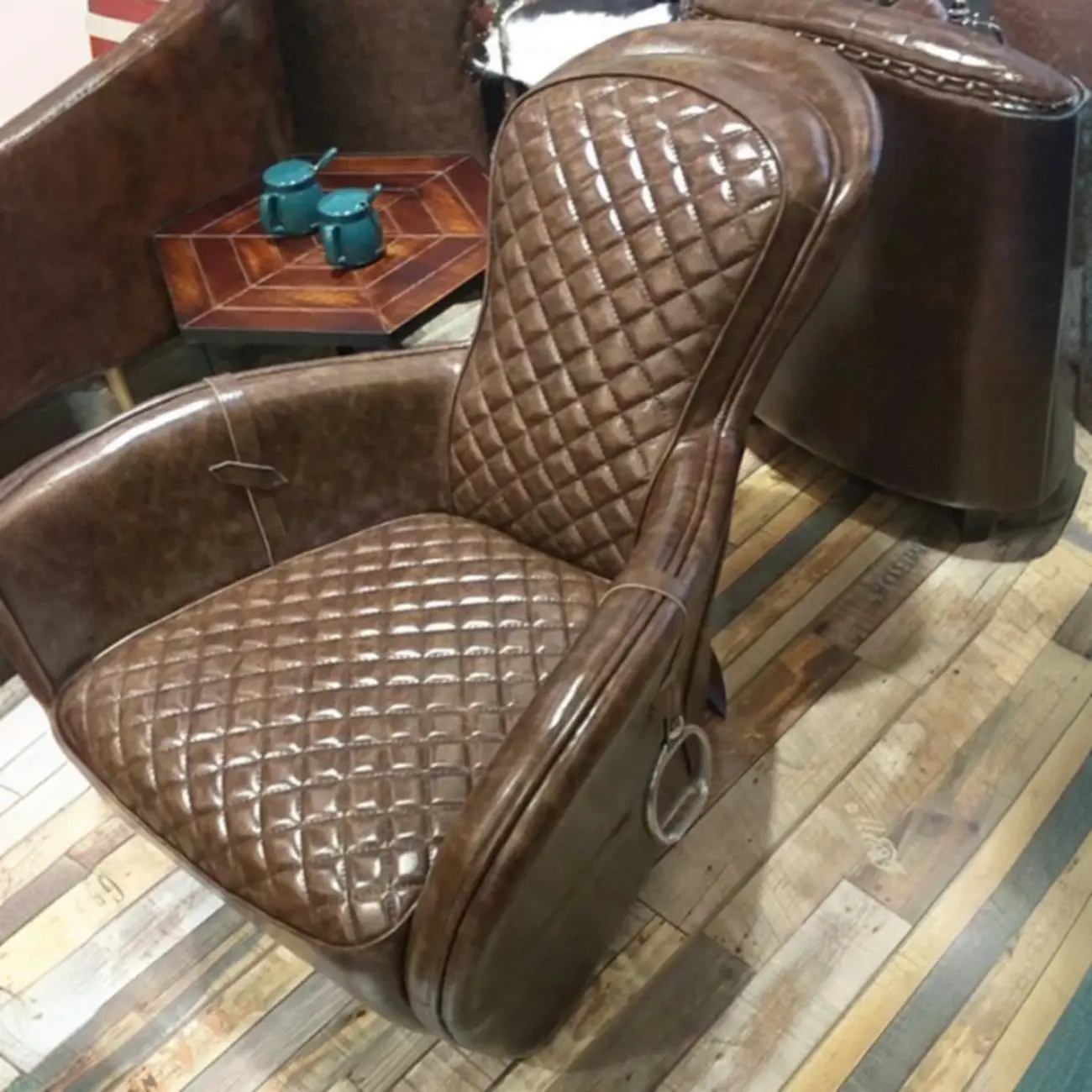 Small Accent Chair Genuine Leather Living Room Image - 3 | homeyfad