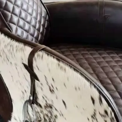 Small Accent Chair Genuine Leather Living Room Image - 4