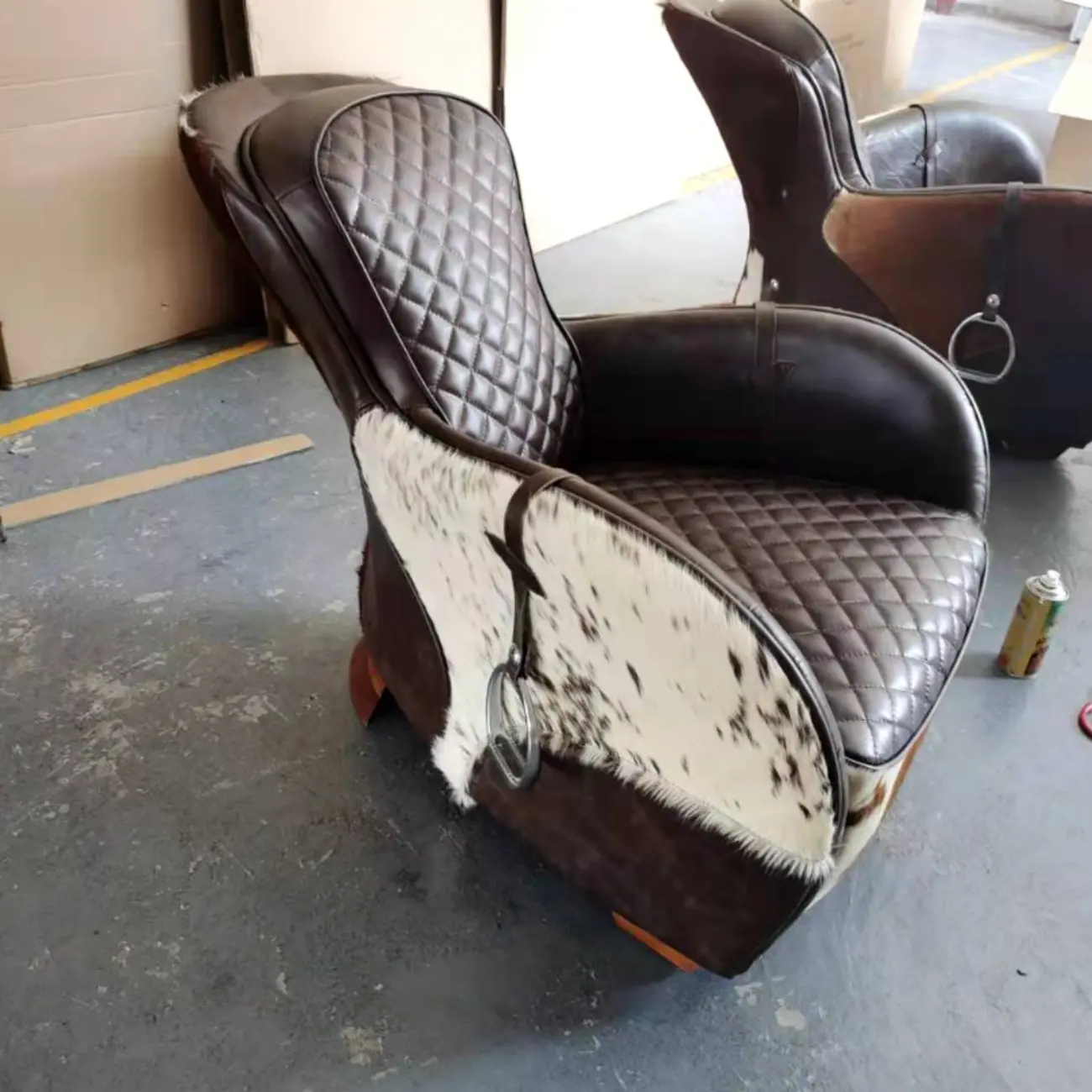 Small Accent Chair Genuine Leather Living Room Image - 5 | homeyfad