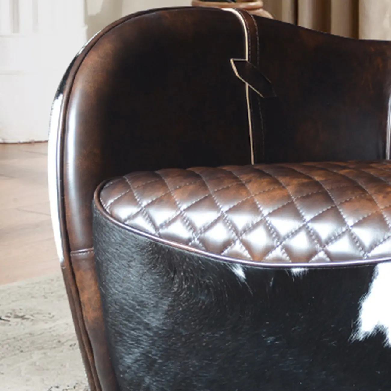 Small Accent Chair Genuine Leather Living Room Image - 6 | homeyfad