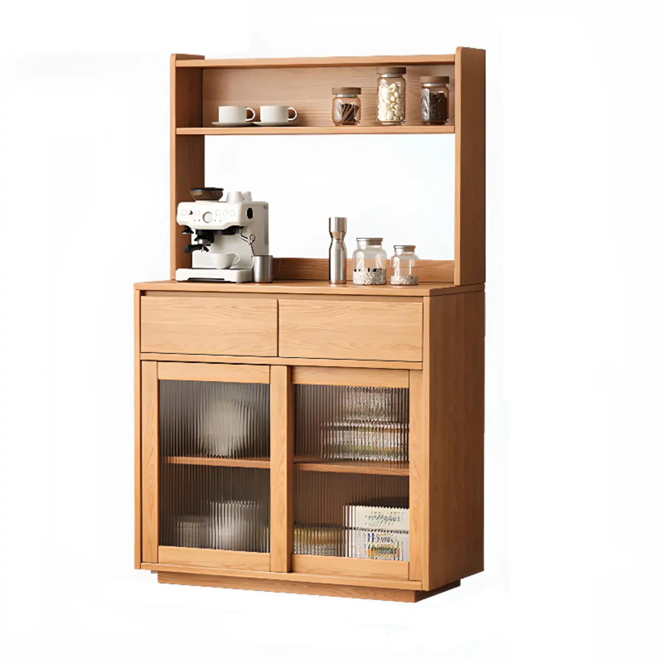 Modern Wood Narrow Buffet with Drawers and Sliding Doors Image - 2 | homeyfad