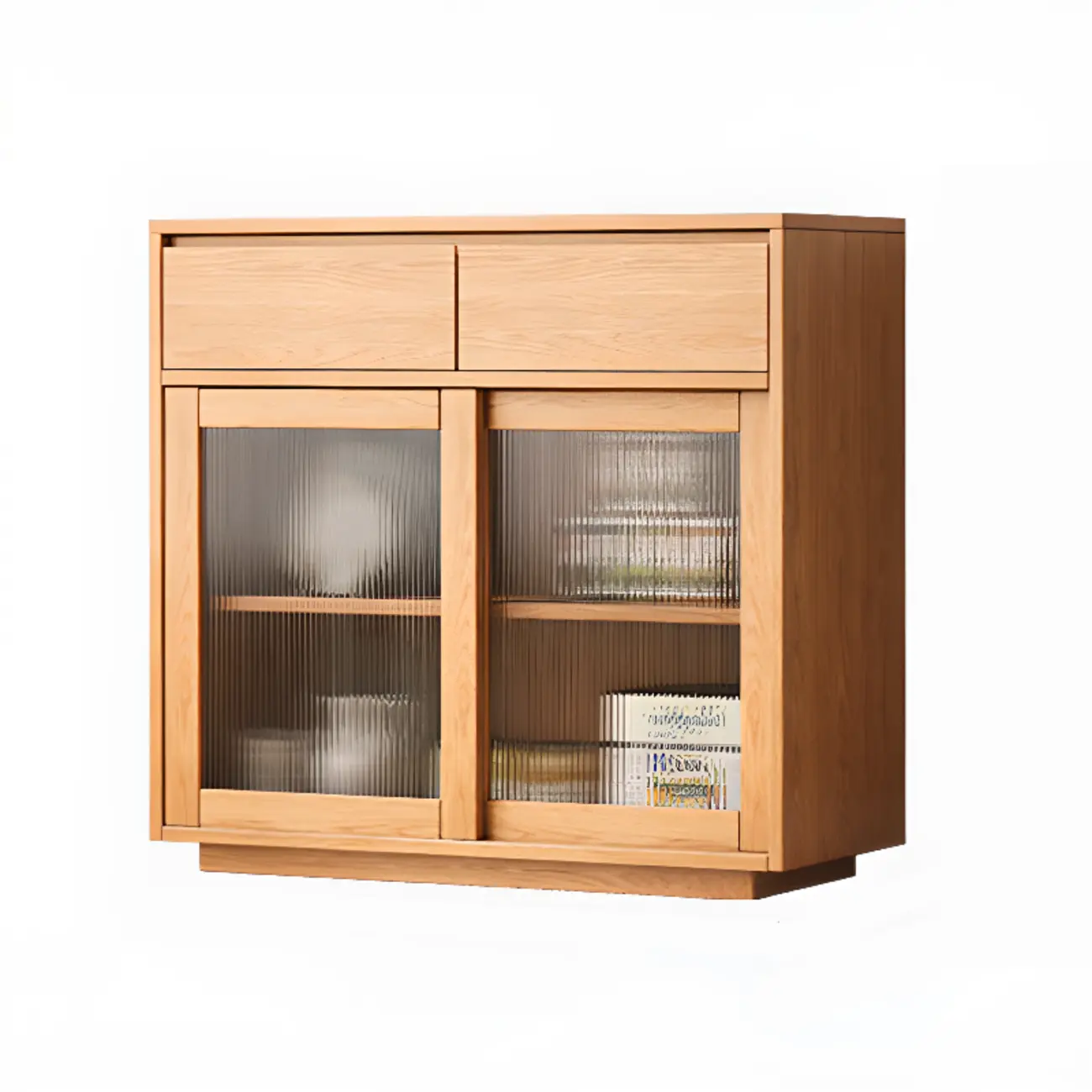 Modern Wood Narrow Buffet with Drawers and Sliding Doors Image - 3 | homeyfad