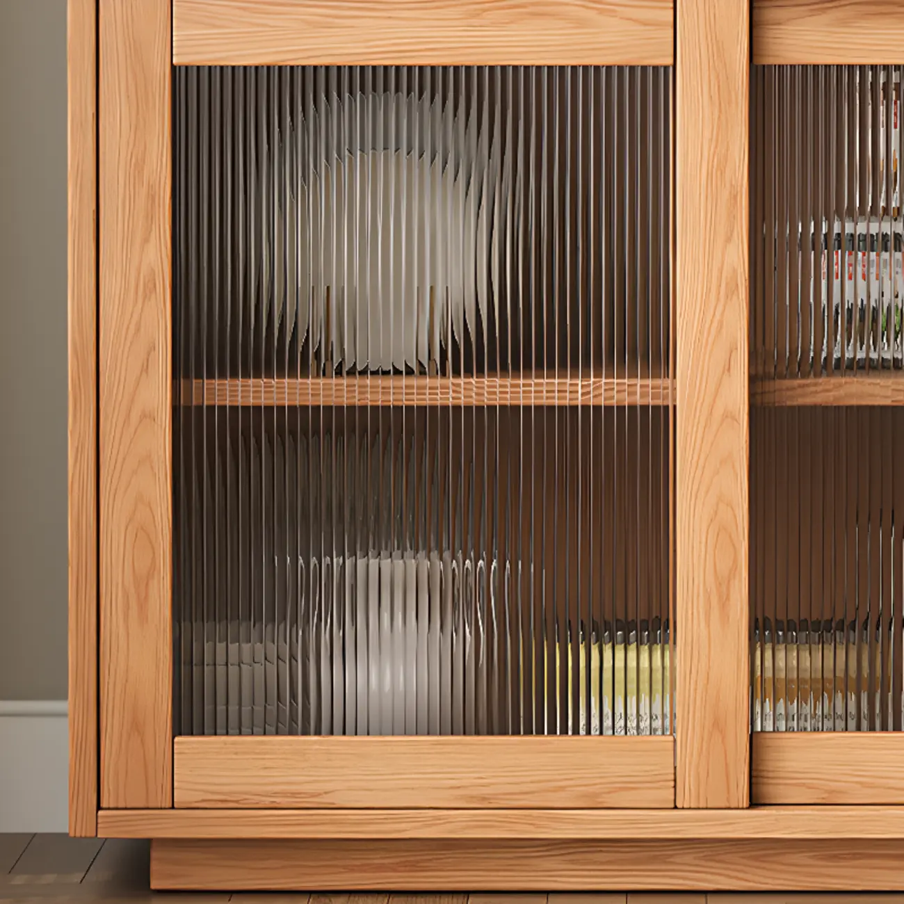 Modern Wood Narrow Buffet with Drawers and Sliding Doors Image - 8 | homeyfad