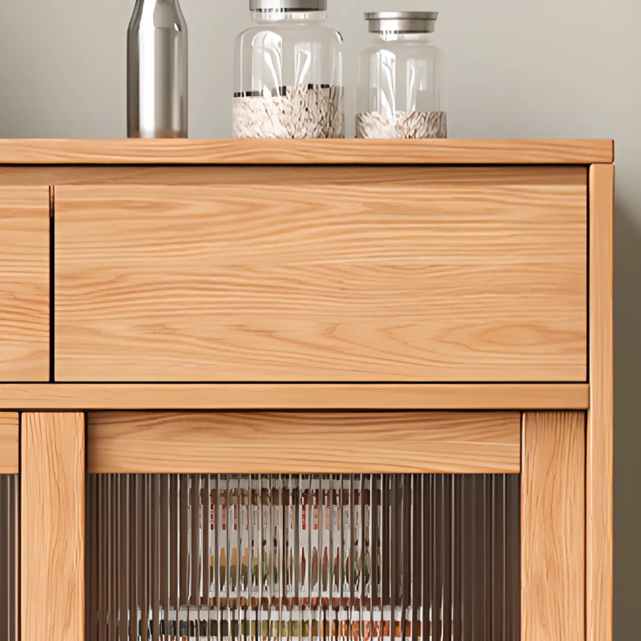 Modern Wood Narrow Buffet with Drawers and Sliding Doors Image - 10 | homeyfad