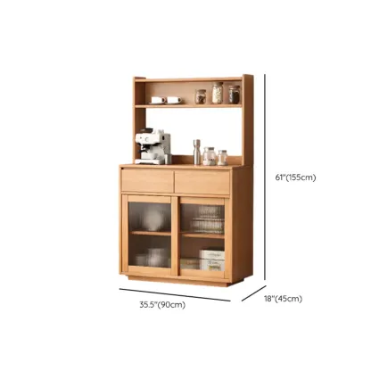 Modern Wood Narrow Buffet with Drawers and Sliding Doors #size