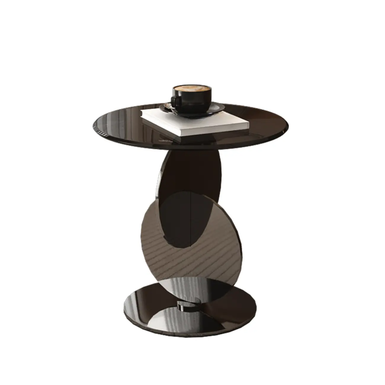 Modern Round Glass Top Stainless Pedestal Side Table Image - 3 | homeyfad