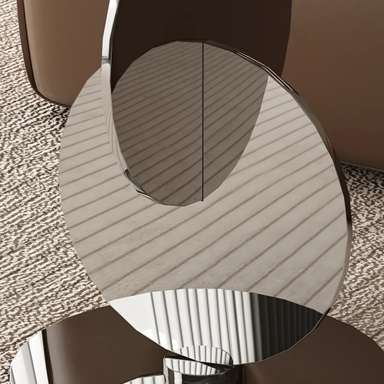 Modern Round Glass Top Stainless Pedestal Side Table Image - 9 | homeyfad