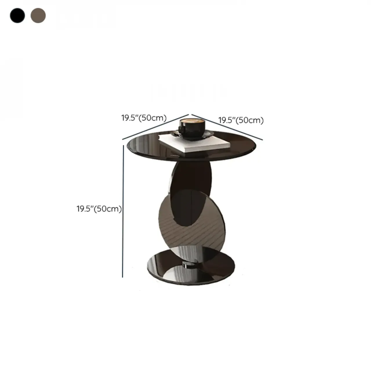 Modern Round Glass Top Stainless Pedestal Side Table Image - 14