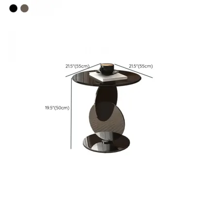 Modern Round Glass Top Stainless Pedestal Side Table Image - 15