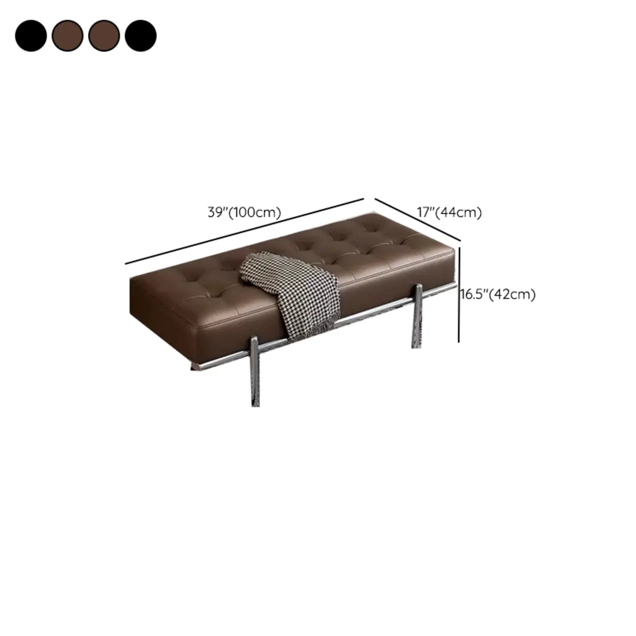 Modern Leather Upholstered Tufted Bedroom Bench #size | homeyfad
