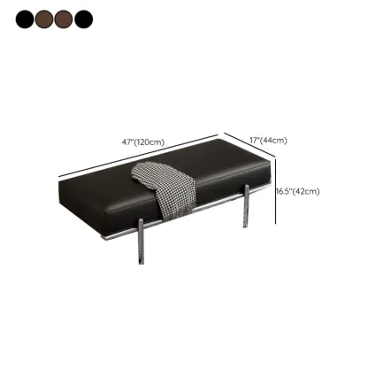 Modern Leather Upholstered Tufted Bedroom Bench Image - 15