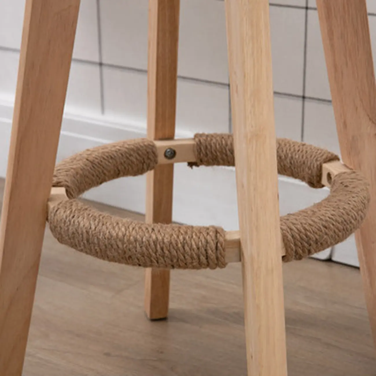 Counter Swivel Leather Wooden Bar Stools With Footrest Image - 6 | homeyfad