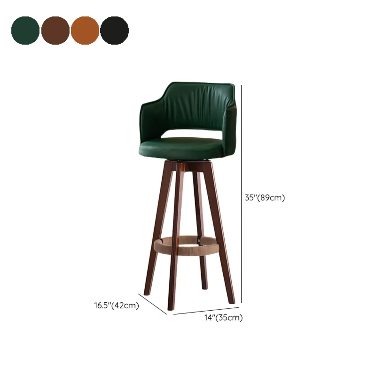 Counter Swivel Leather Wooden Bar Stools With Footrest #size