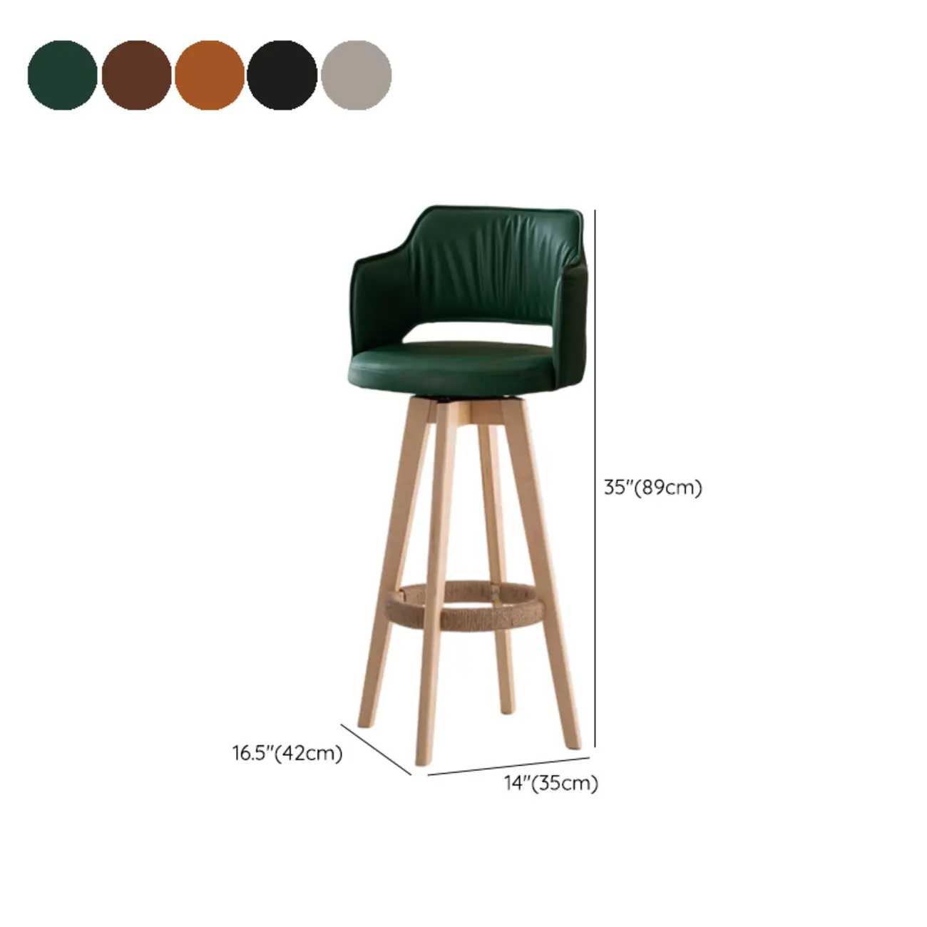 Counter Swivel Leather Wooden Bar Stools With Footrest Image - 20 | homeyfad