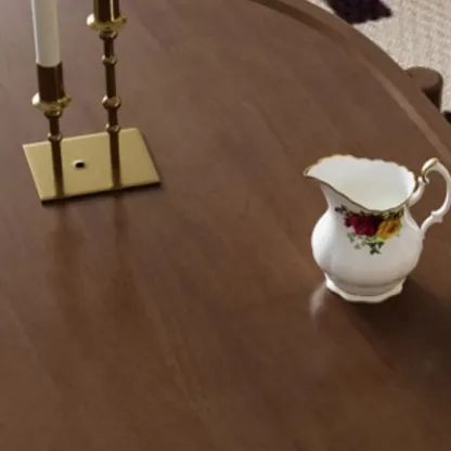 Mid Century Modern 2-drawer Oval Wood Coffee Table With Legs Image - 7