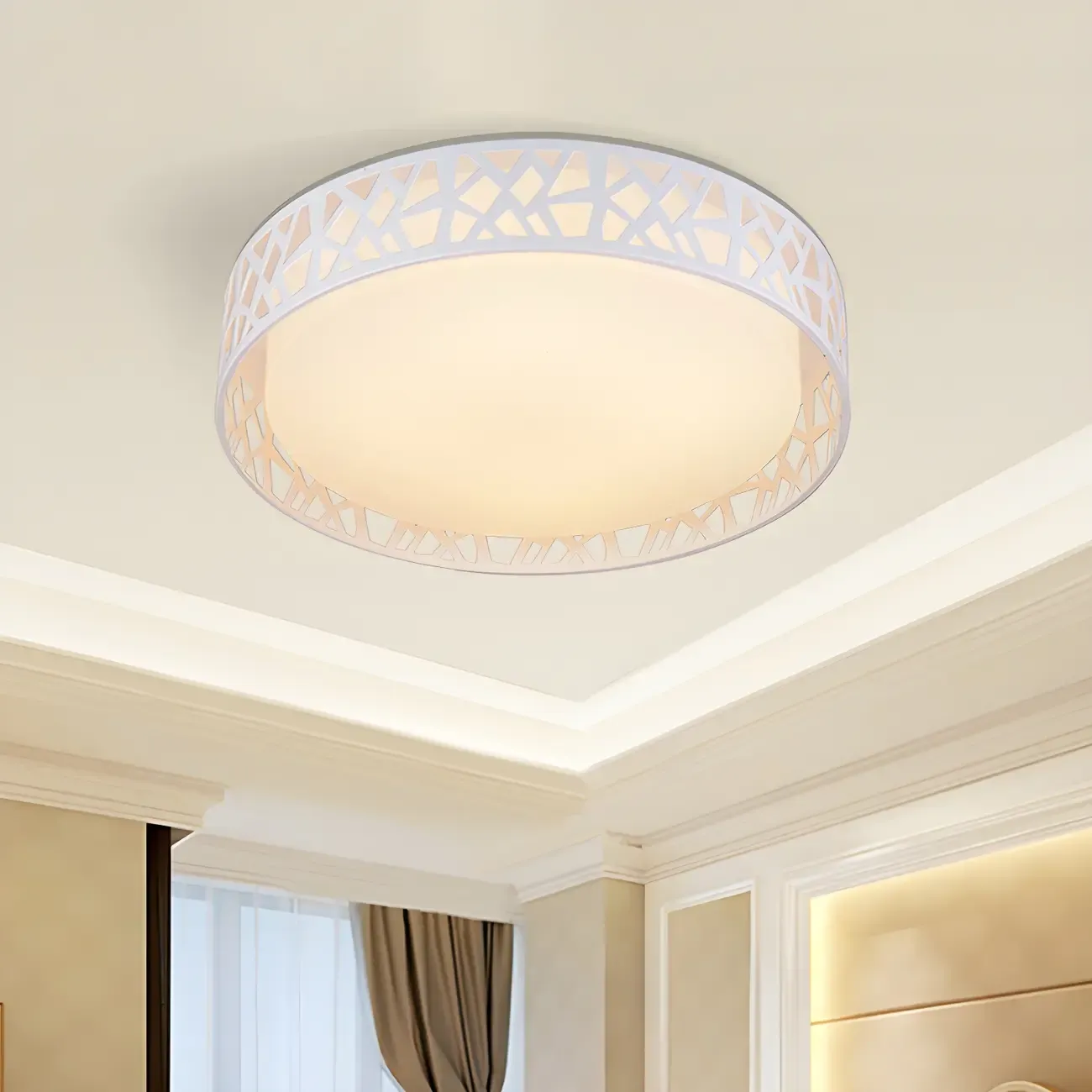 Modern 19" White Acrylic LED Flush Mount Ceiling Light Image - 3