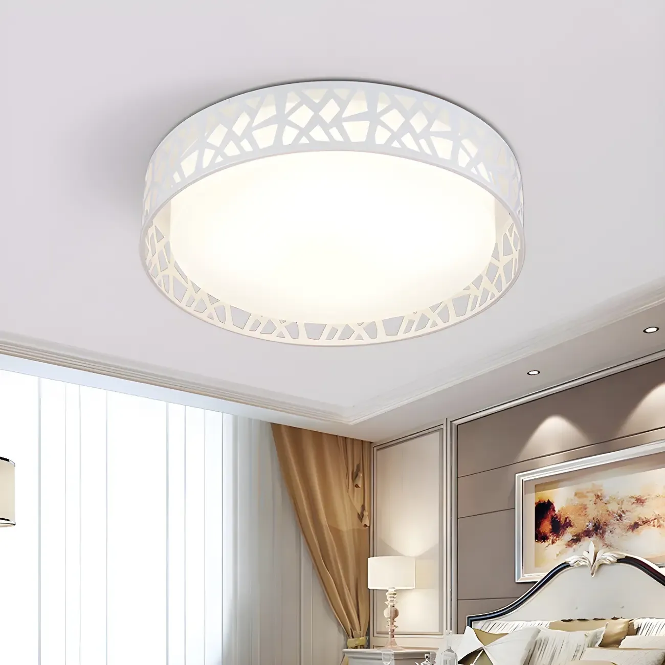 Modern 19" White Acrylic LED Flush Mount Ceiling Light Image - 2