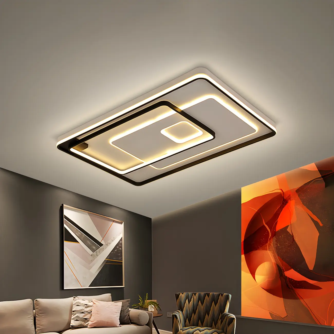 Modern LED Flush Ceiling Light for Living Room Ambience Image - 1 | homeyfad