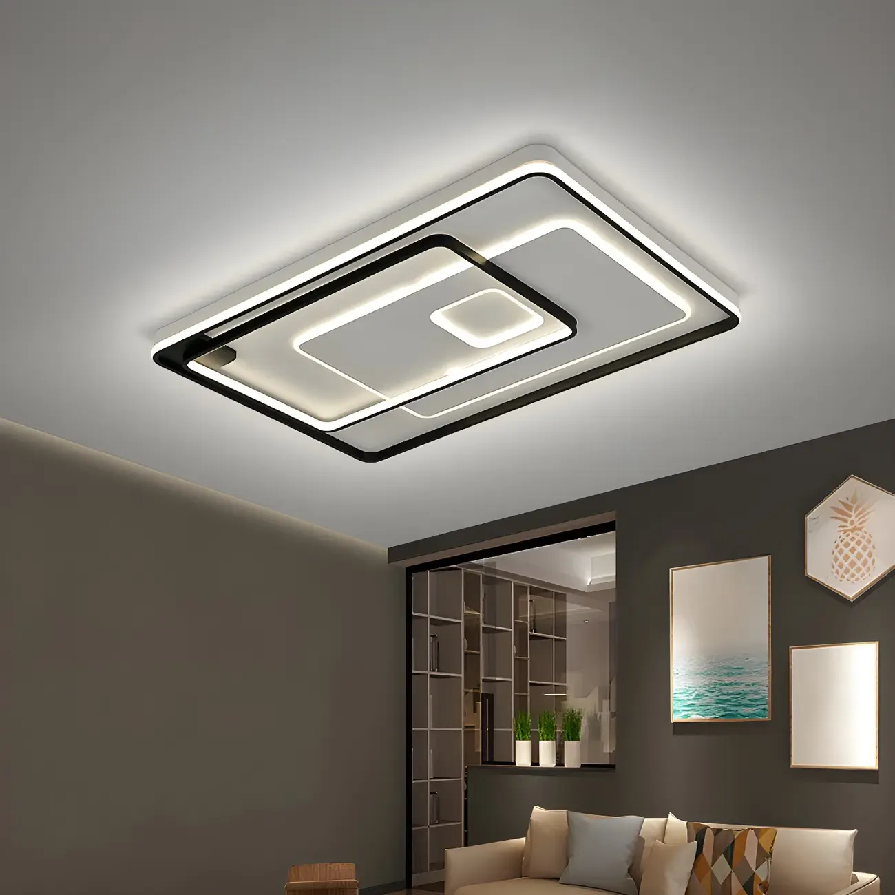 Modern LED Flush Ceiling Light for Living Room Ambience Image - 3
