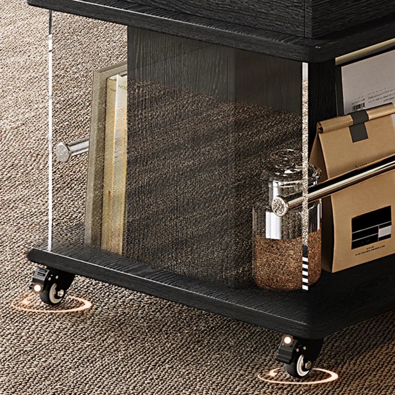 Black Lift Top Storage RollingCoffee Table For Living Room Image - 7 | homeyfad
