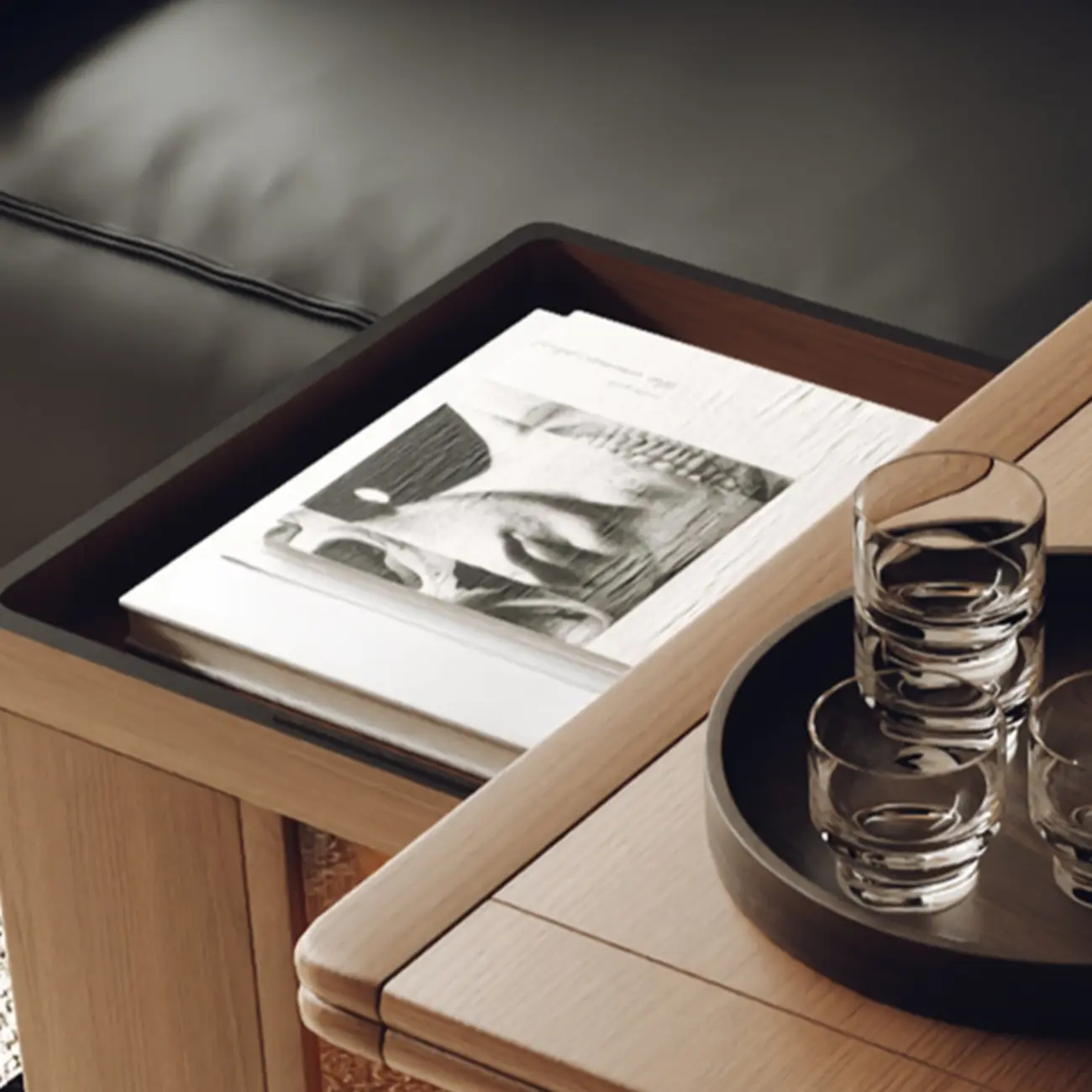 Modern Folding Table Top Wood Mobile Side Table with Wheels Image - 8 | homeyfad