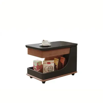 White Adjustable Top Modern Rolling Wood Side Table Image - 11