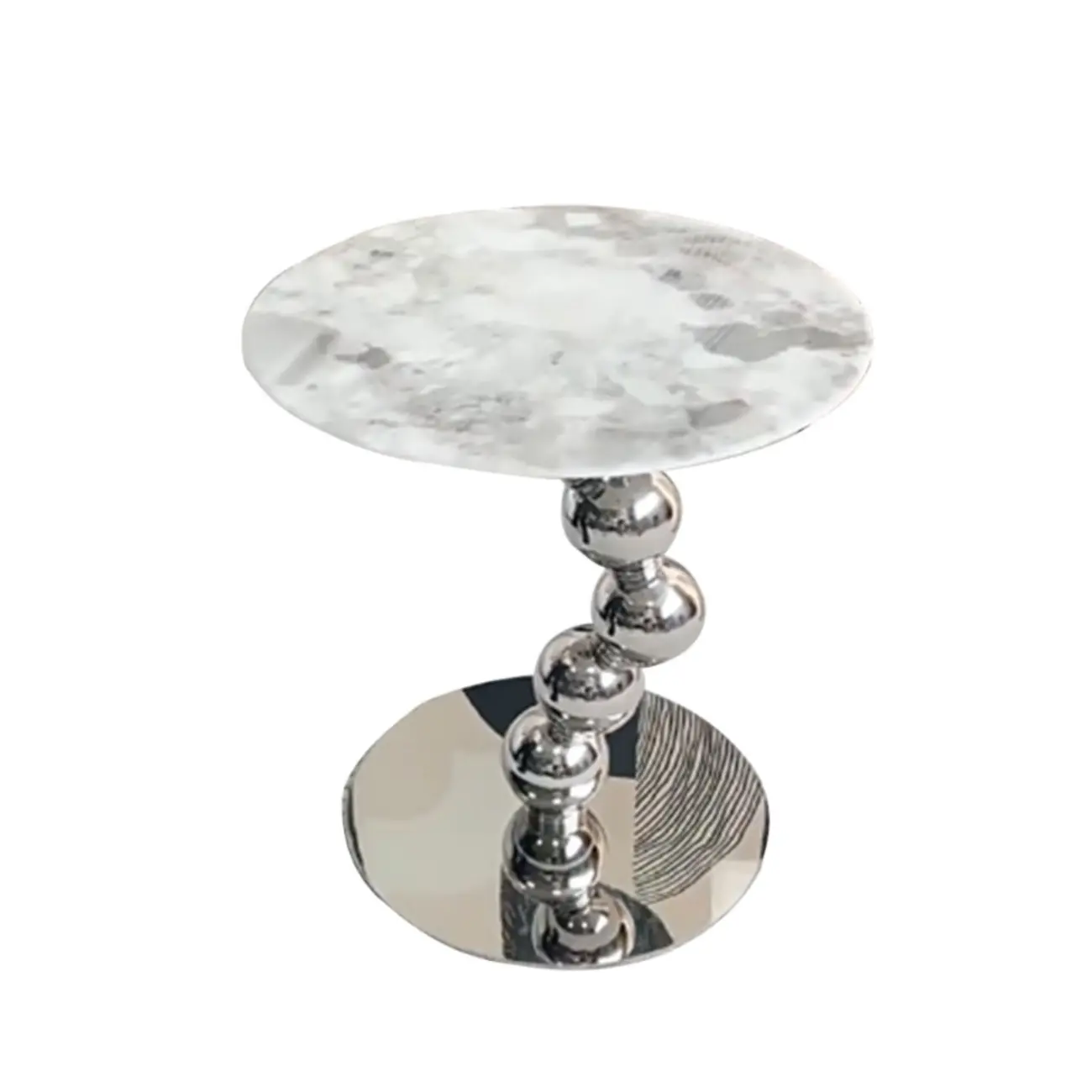 Contemporary Marble Top Round Side Table Metal Base Image - 3 | homeyfad