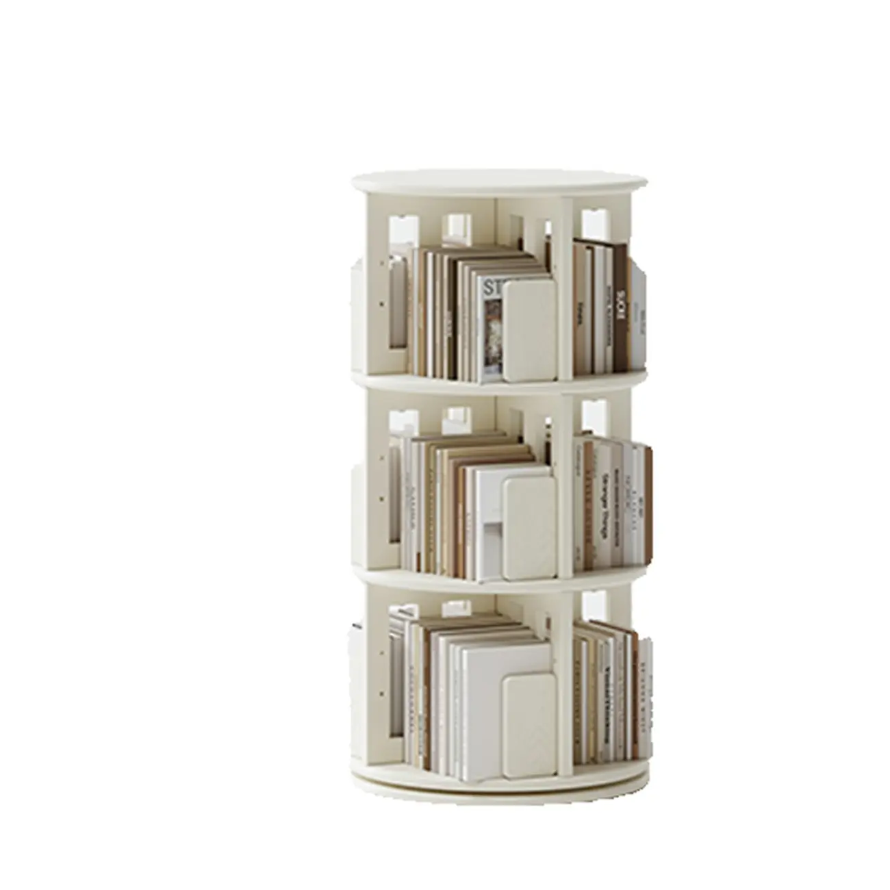 Swivel Rubberwood Vertical Open Back Bookcase with Drawer Image - 2 | homeyfad