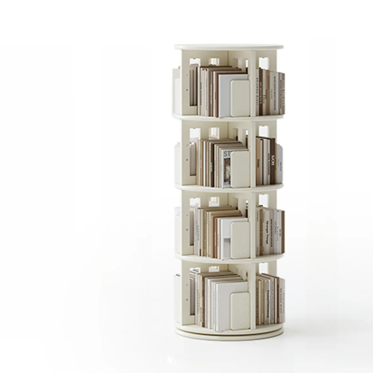 Swivel Rubberwood Vertical Open Back Bookcase with Drawer Image - 4 | homeyfad