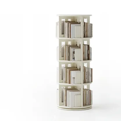 Swivel Rubberwood Vertical Open Back Bookcase with Drawer Image - 4