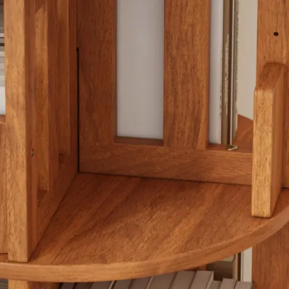 Swivel Rubberwood Vertical Open Back Bookcase with Drawer Image - 7