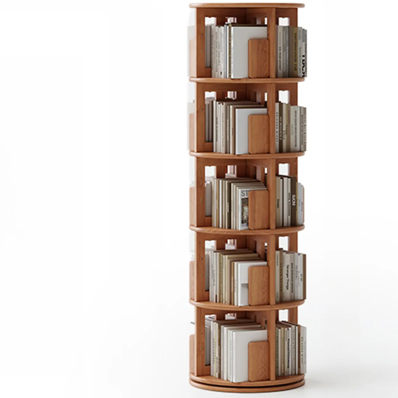 Swivel Rubberwood Vertical Open Back Bookcase with Drawer Image - 21 | homeyfad
