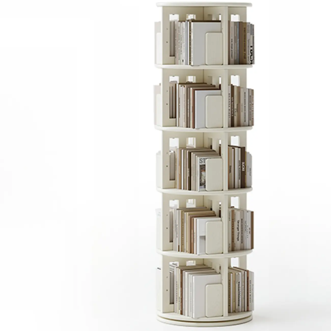 Swivel Rubberwood Vertical Open Back Bookcase with Drawer Image - 22 | homeyfad