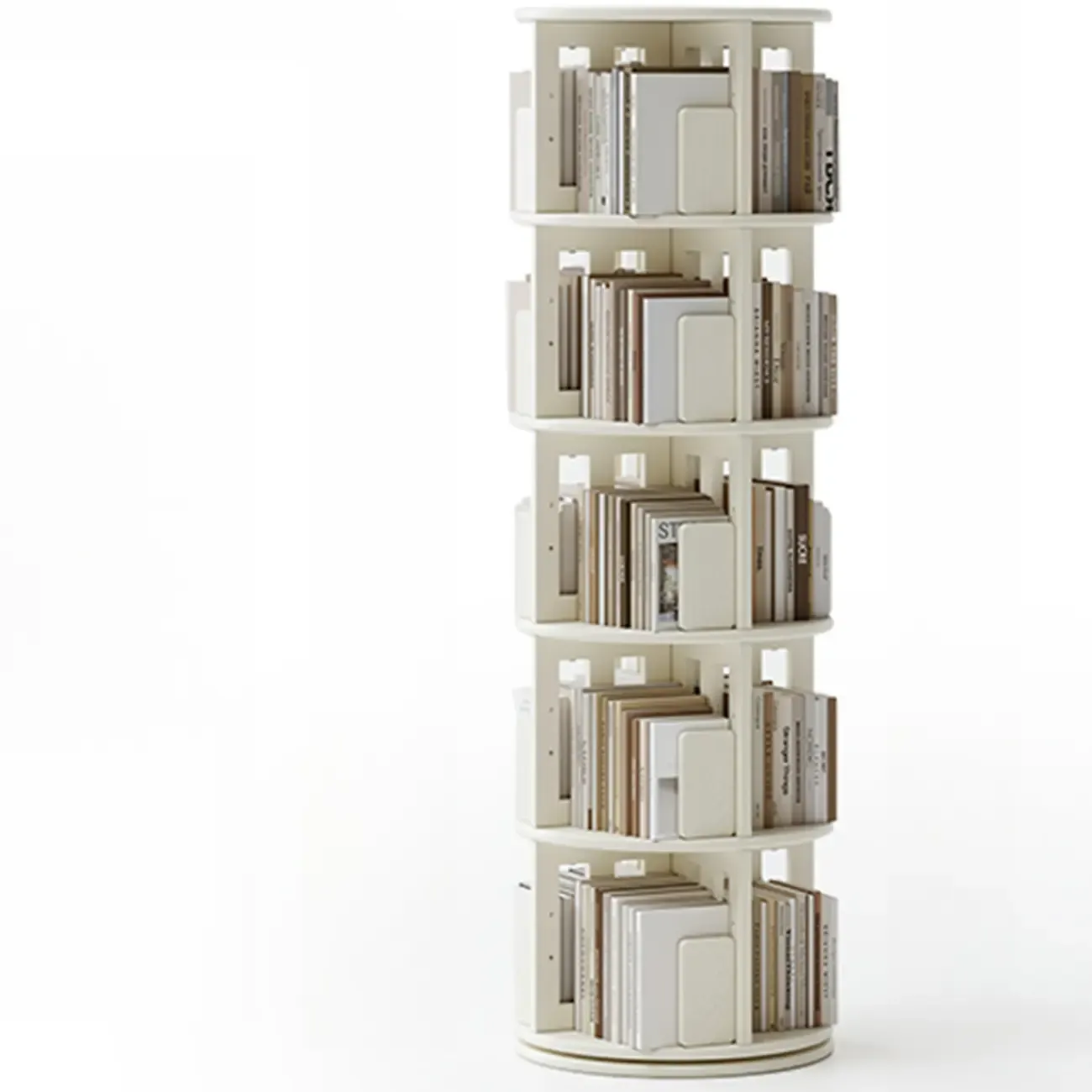 Swivel Rubberwood Vertical Open Back Bookcase with Drawer Image - 22