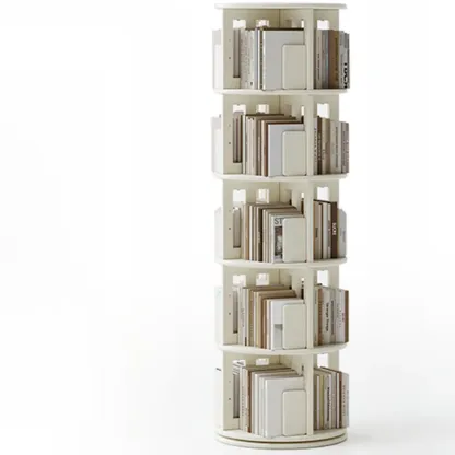 Swivel Rubberwood Vertical Open Back Bookcase with Drawer Image - 22