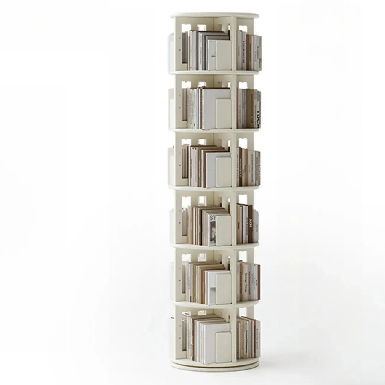 Swivel Rubberwood Vertical Open Back Bookcase with Drawer Image - 23