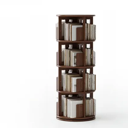 Swivel Rubberwood Vertical Open Back Bookcase with Drawer Image - 24
